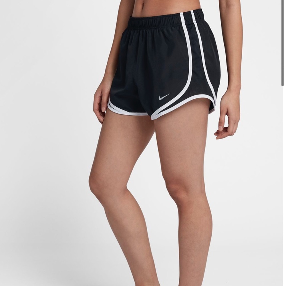 Gray and white Nike Tempo shorts